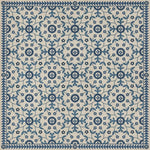 blue teal floral lay flat vinyl rug