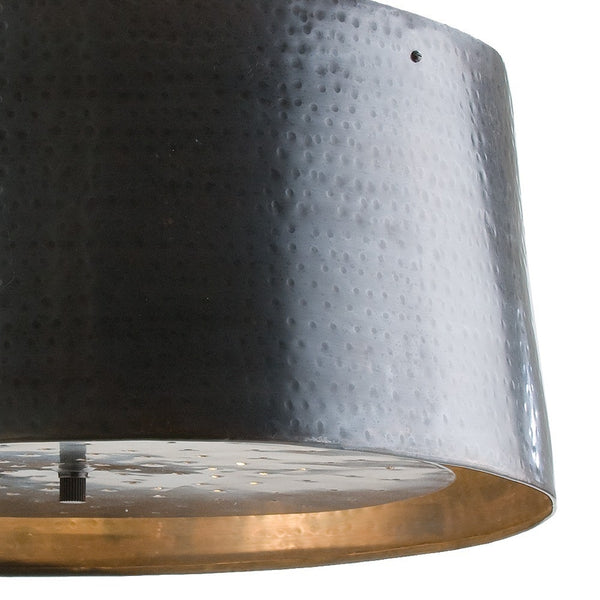 pendant light hammered iron bronze drum shade black chain