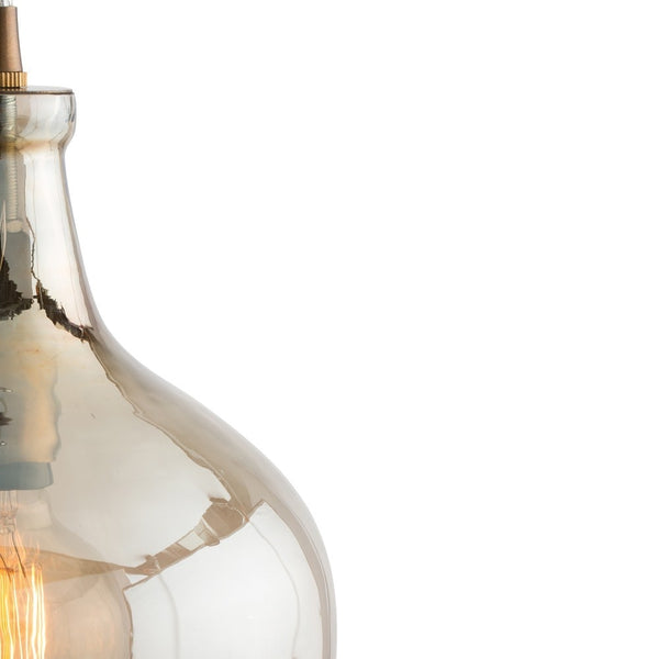 pendant light vintage brass iron iridescent smoke glass shade