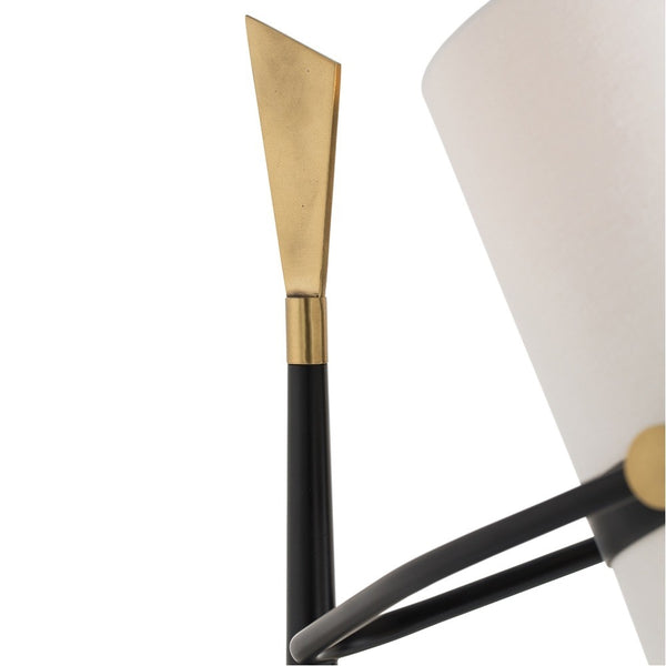 desk lamp antique brass gold detail off-white linen shade marble base adjustable