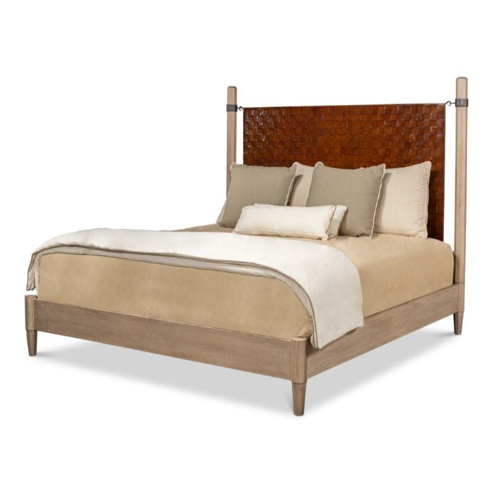 woven leather headboard king bed