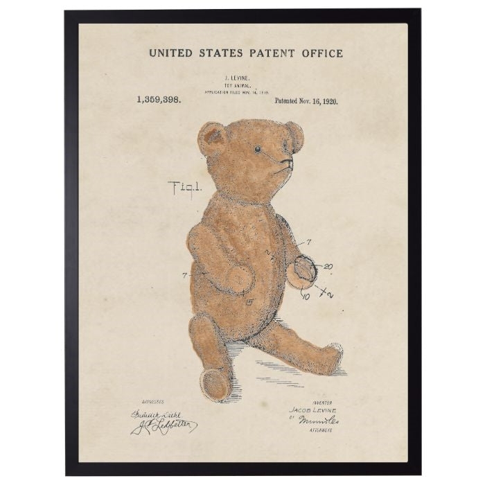 Teddy Bear patent vintage wall art
