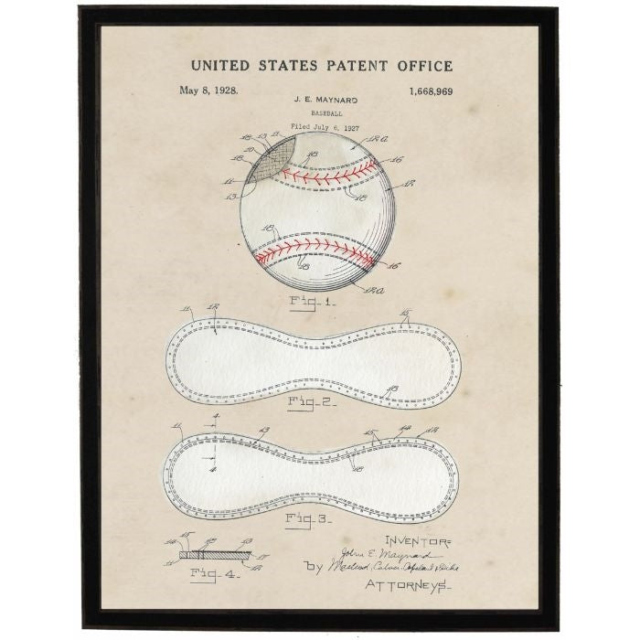 baseball patent watercolor art