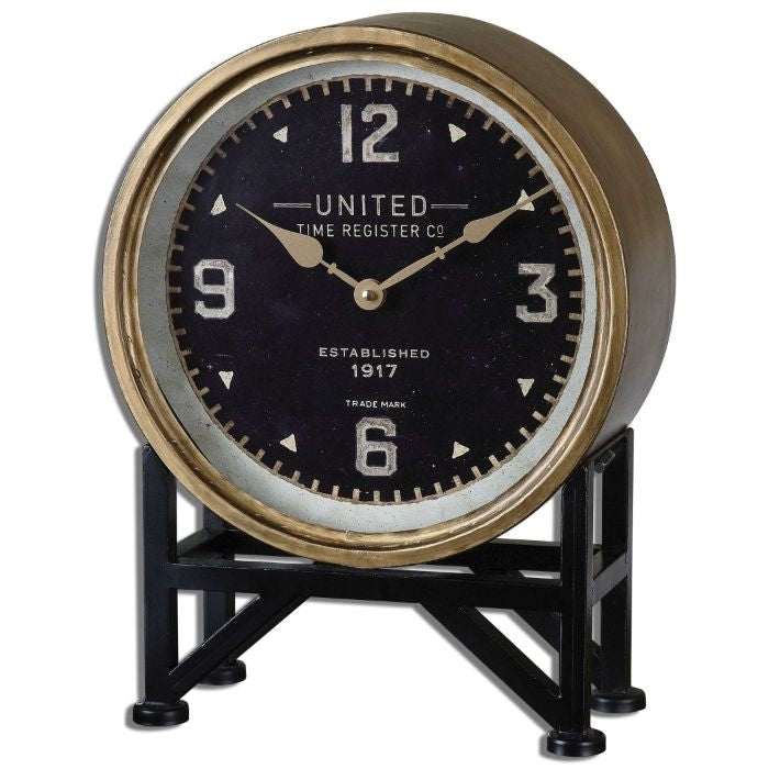 black face brass finish stand table clock