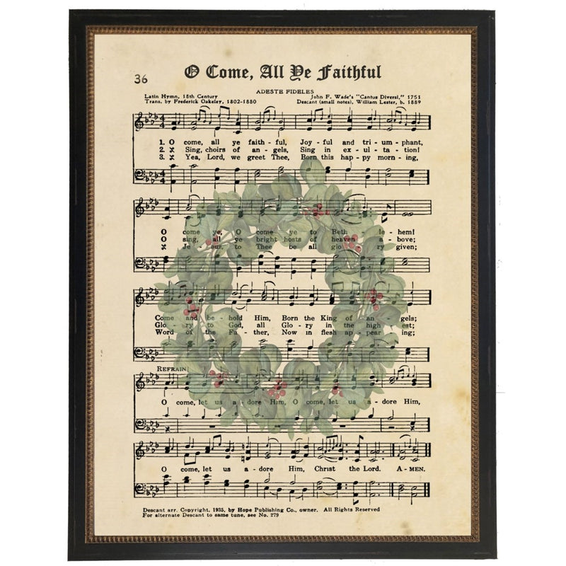 Christmas carol sheet music Oh Come All Ye Faithful Wall Art