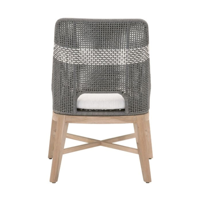 outdoor dining chair gray white rope natural