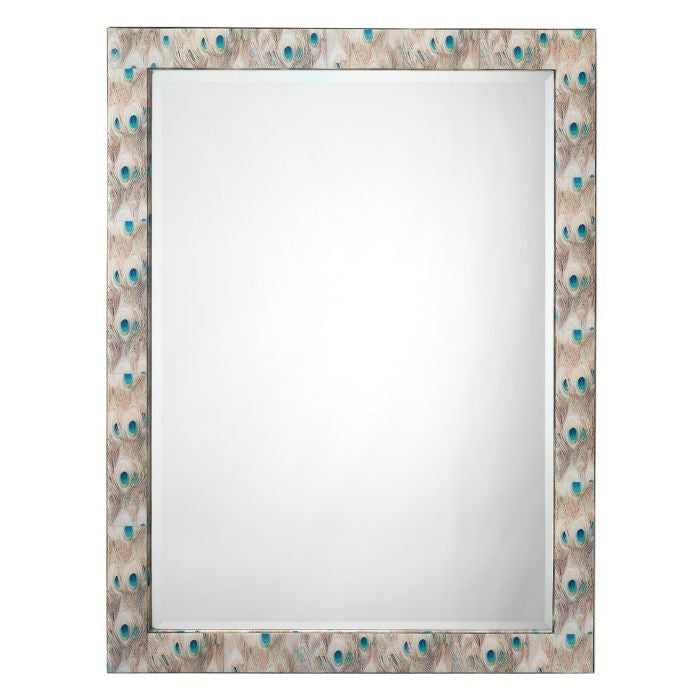 wall mirror lacquered mdf peacock pattern