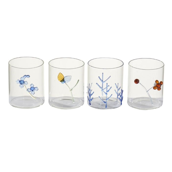 cocktail glass set decorative floral