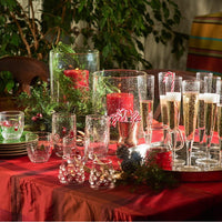 bubble glass cocktail glasses red stocking snowman wreath tree