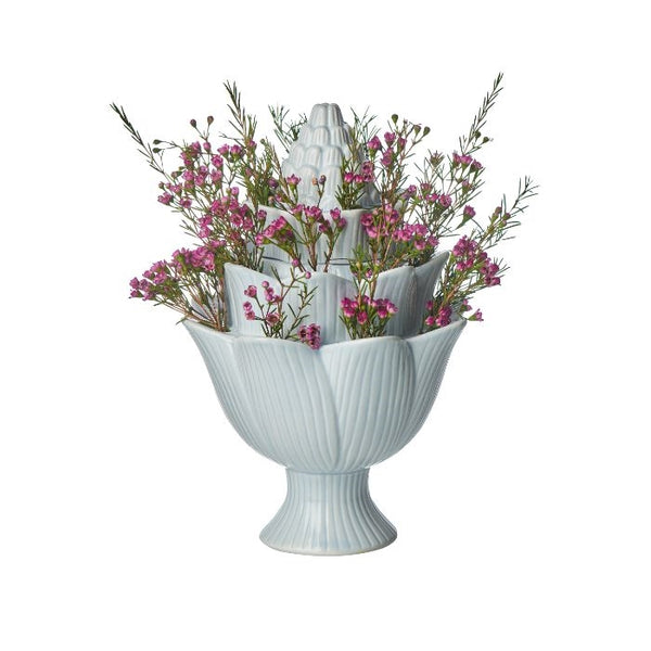 artichoke light blue tulipiere organic tulip holder ceramic