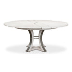 round Jupe dining table expandable contemporary whitewash finish