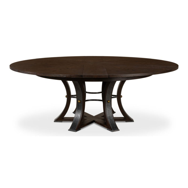 Designer Large Round Expandable Tower Jupe Dining Table - Dark Finish