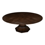 round Jupe dining table transitional medium brown finish expandable