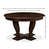 Sarreid, Ltd. round wood oak dark stained transitional dining table adjustable expandable hidden stored leaves