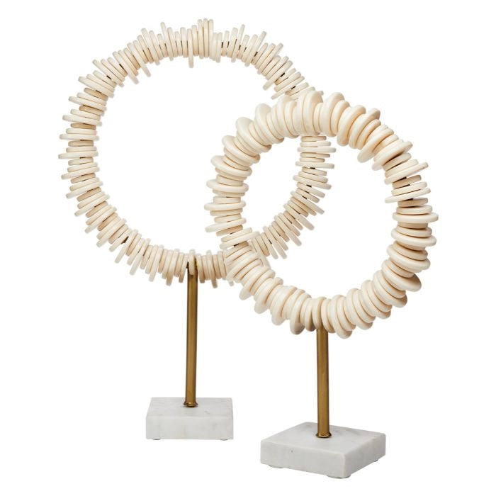set of 2 cream ring sculptures