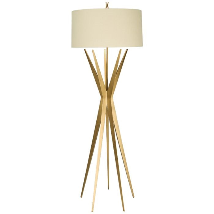 gold finished starfall floor lamp oatmeal linen shade