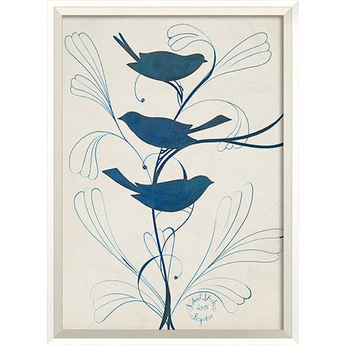 blue birds branch framed wall art