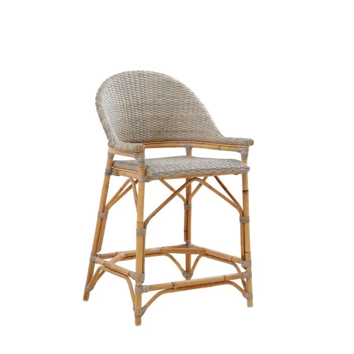 wood woven counter stool gray natural