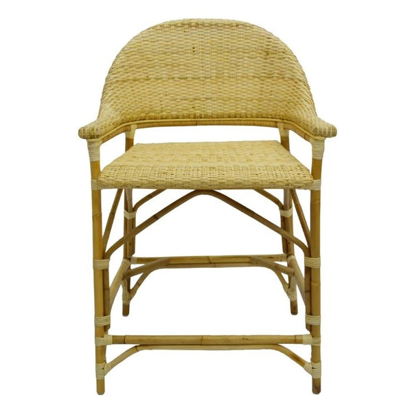 counter stool natural rattan back arms