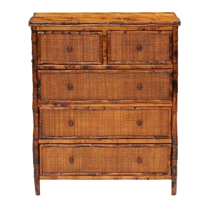Rattan Bamboo Chest of Drawers | Tortoise Finish