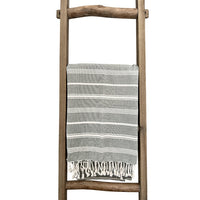throw fringe gray white stripes