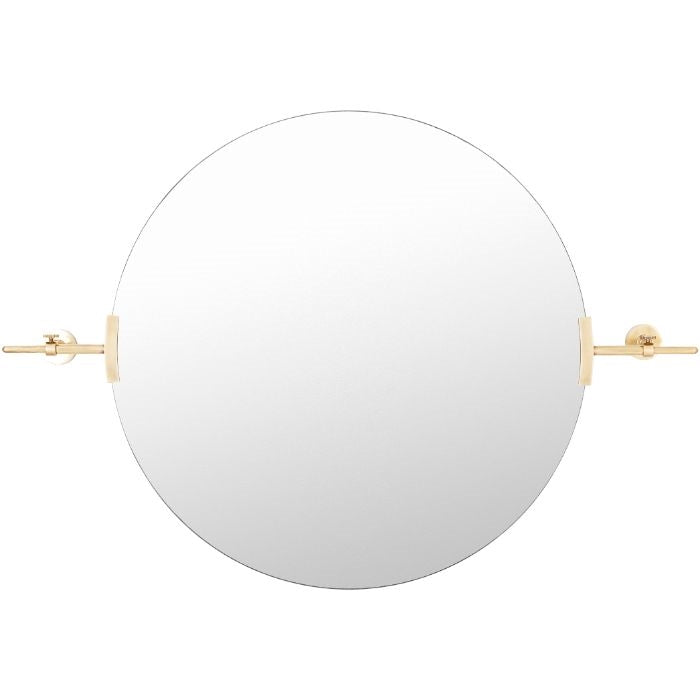 gold finished brass mounted round wall mirror