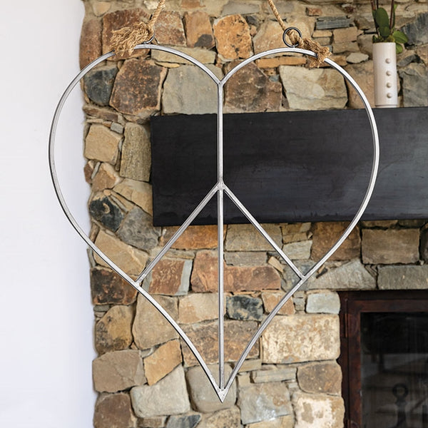 hanging metal jute sign heart