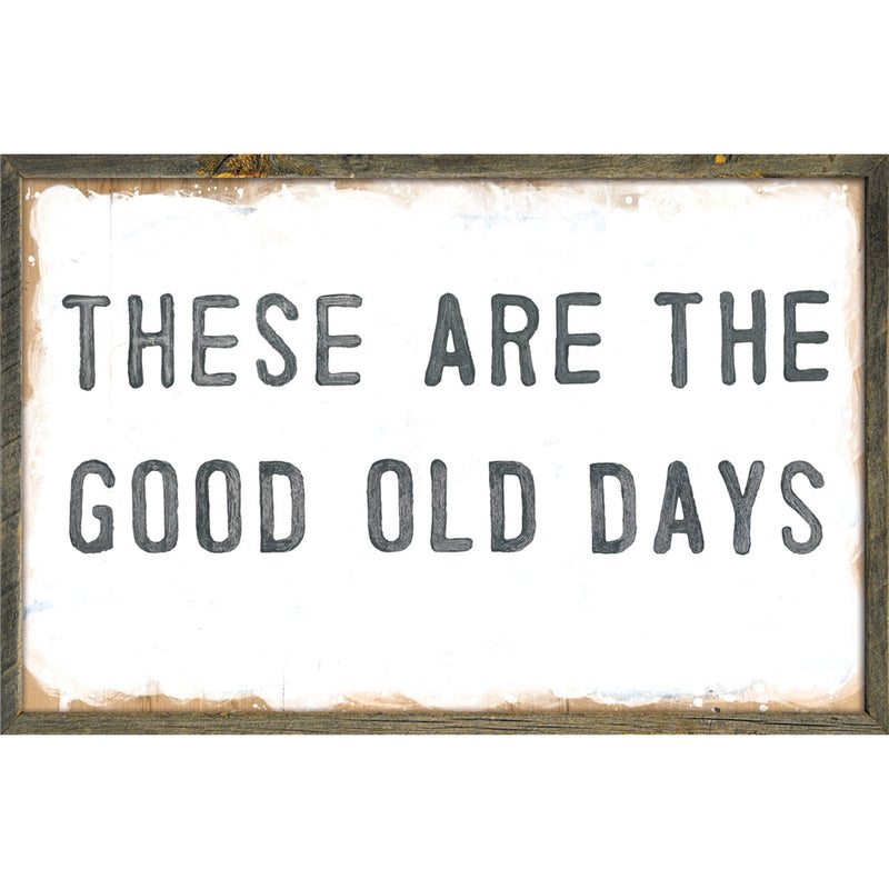 wall art wood grey frame rustic printed good old days rectangle