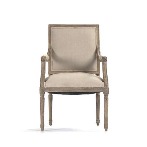 Luxury Designer Louis Arm Chair - Natural Wood + Linen Dining Chair – BSEID