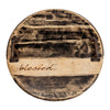 round repurposed bourbon barrel tray inspire rustic off-white wash finish