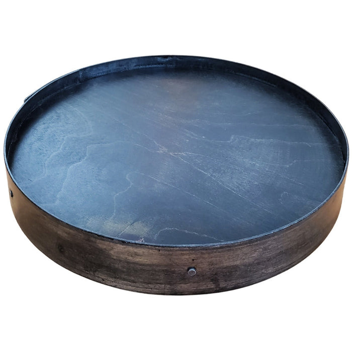 rustic barrel head lazy susan small script text