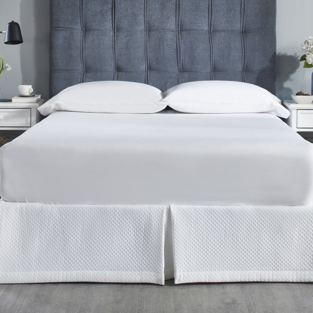 cotton white textured bed skirt