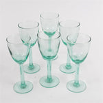 set of 6 recycled green seeded wine glass goblet stemmed