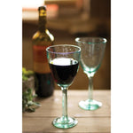 set of 6 recycled green seeded wine glass goblet stemmed