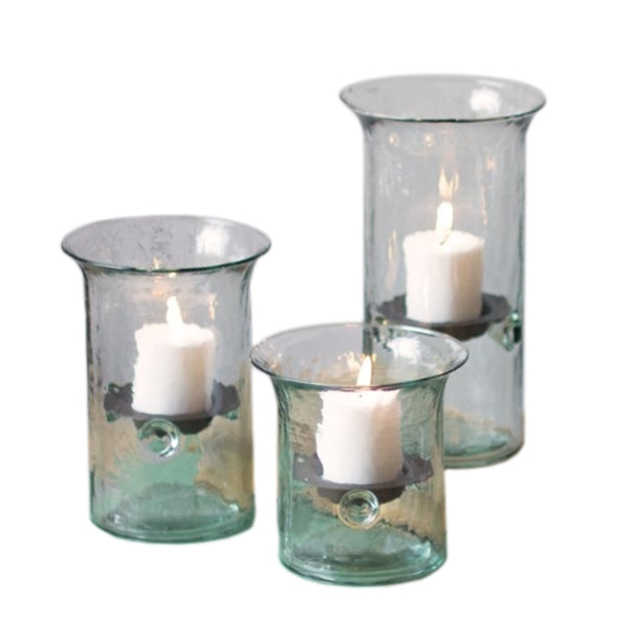 Set of Three Recycled Glass Votive Cylinders by Kalalou
