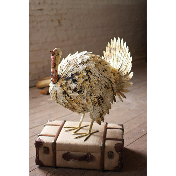Luxury designer turkey metal rusted distressed antique white by Kalalou