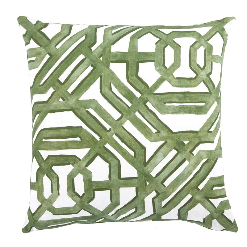 Unique white and green geometric pillow