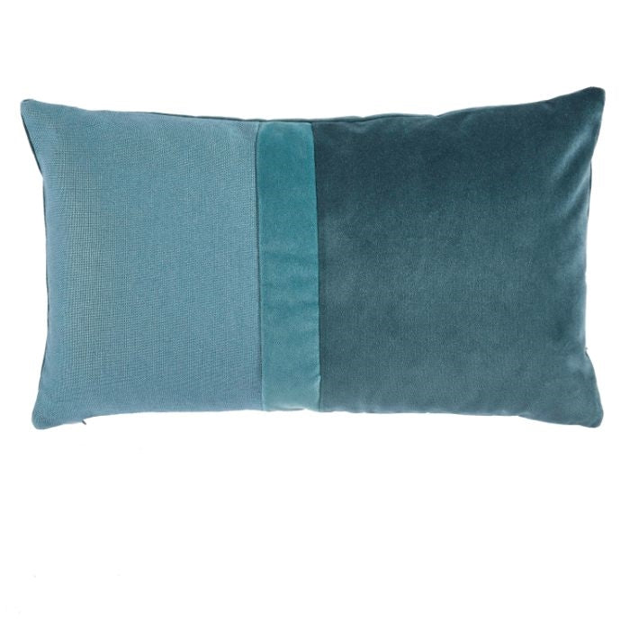 lumbar pillow teal linen velvet