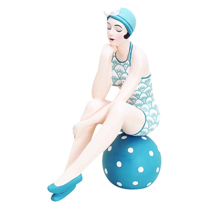 Decorative Bather Figurine - Black and White Suit on Dotted Ball