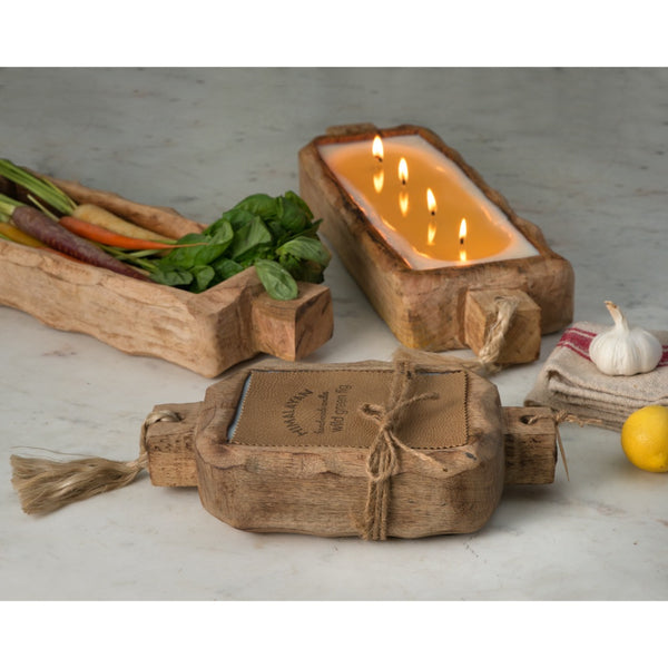 candle driftwood tray natural