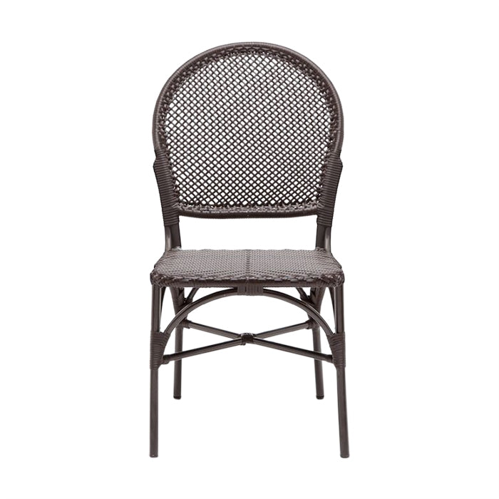 brown faux rattan side chair