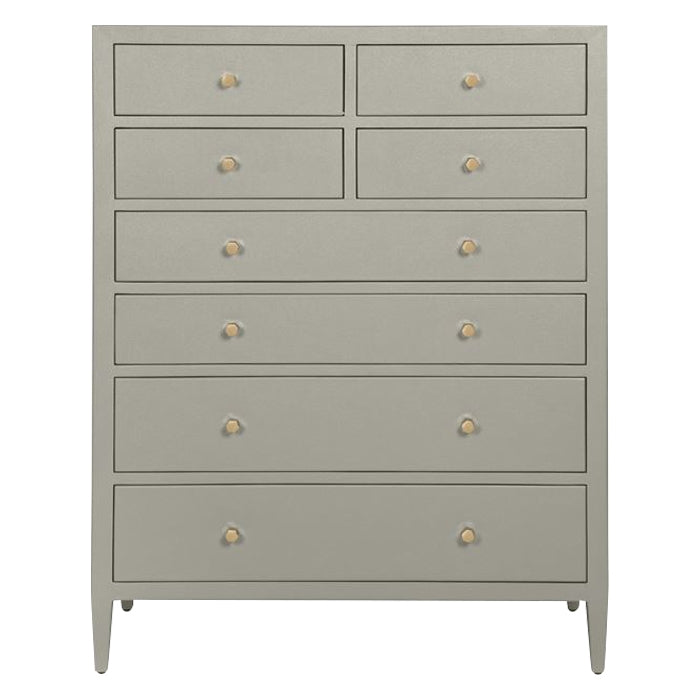 tall dresser 8-drawers soft-close light gray faux linen