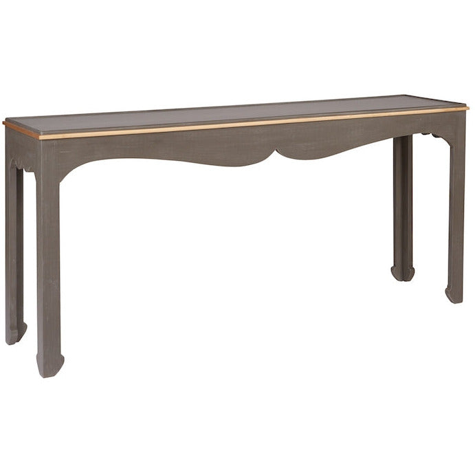 charcoal console table curved detail