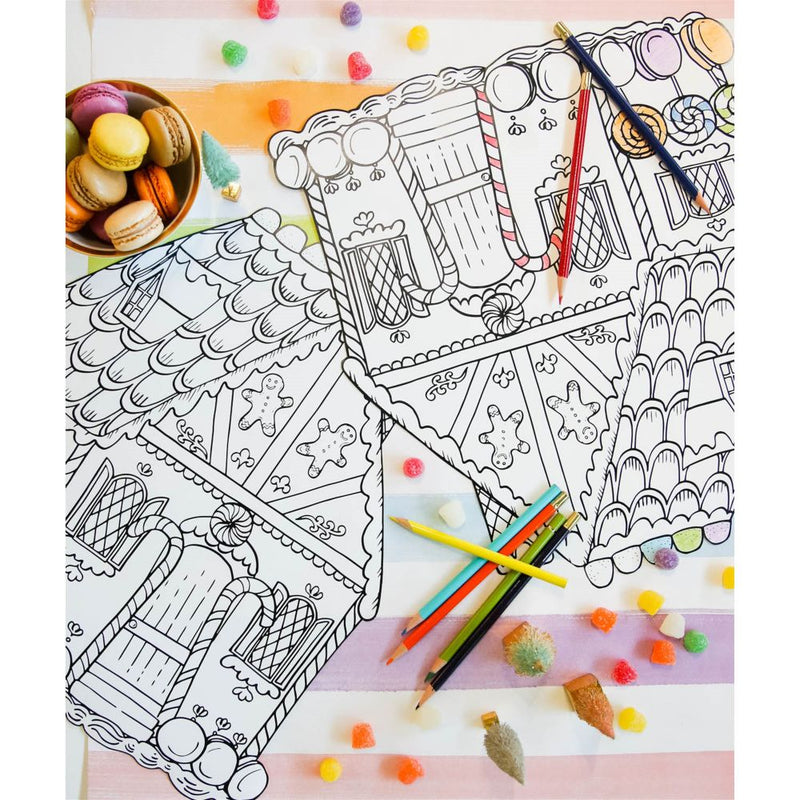 Paper Placemats Die Cut - Coloring Gingerbread House