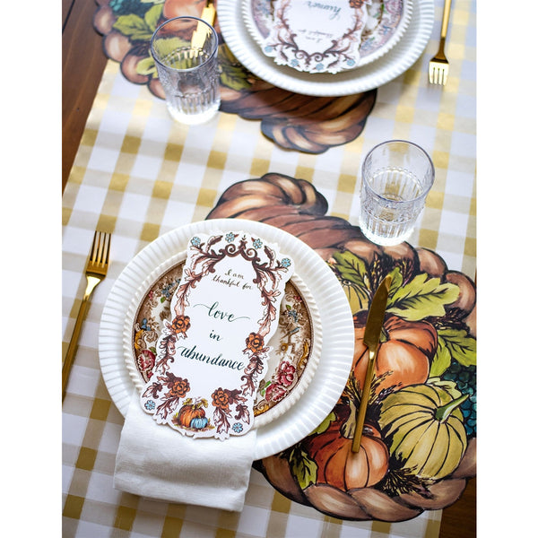 Gold Painted Check Table Runner for Christmas & Dinner Parties