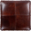 round dark brown leather pouf