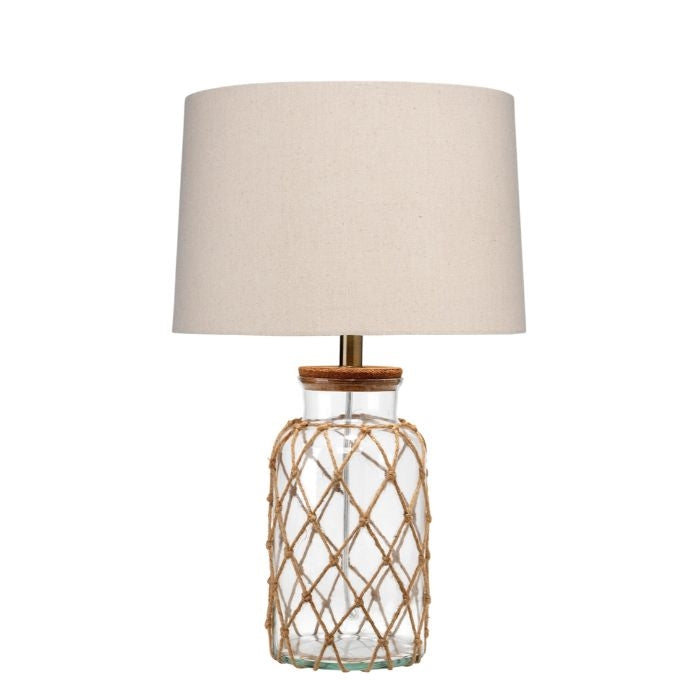 glass rope coastal table lamp neutral taupe shade