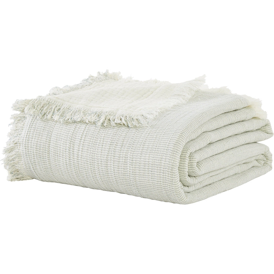 mint green coverlet throw stripe fringe Euro sham pillow
