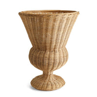 wicker natural footed urn planter