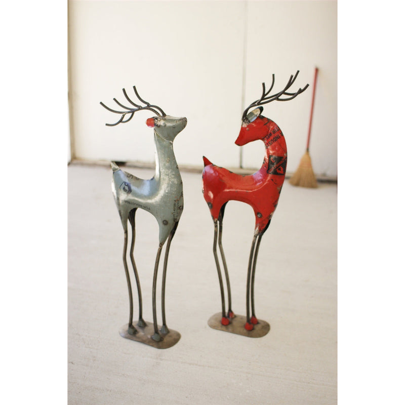 Christmas & Holiday Iron Deer Décor - Rustic Metal Reindeer Set (2)